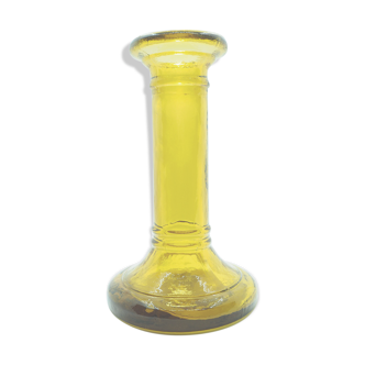 Lot de 2 bougeoirs en verre jaune