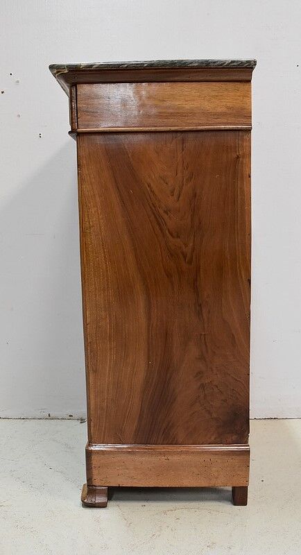 Bedside table in solid walnut with Marble Ste Anne, 1900