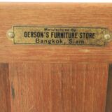 Solid high quality teak art deco secretaire by Gerson’s furniture store, produced in Bangkok, 1930s