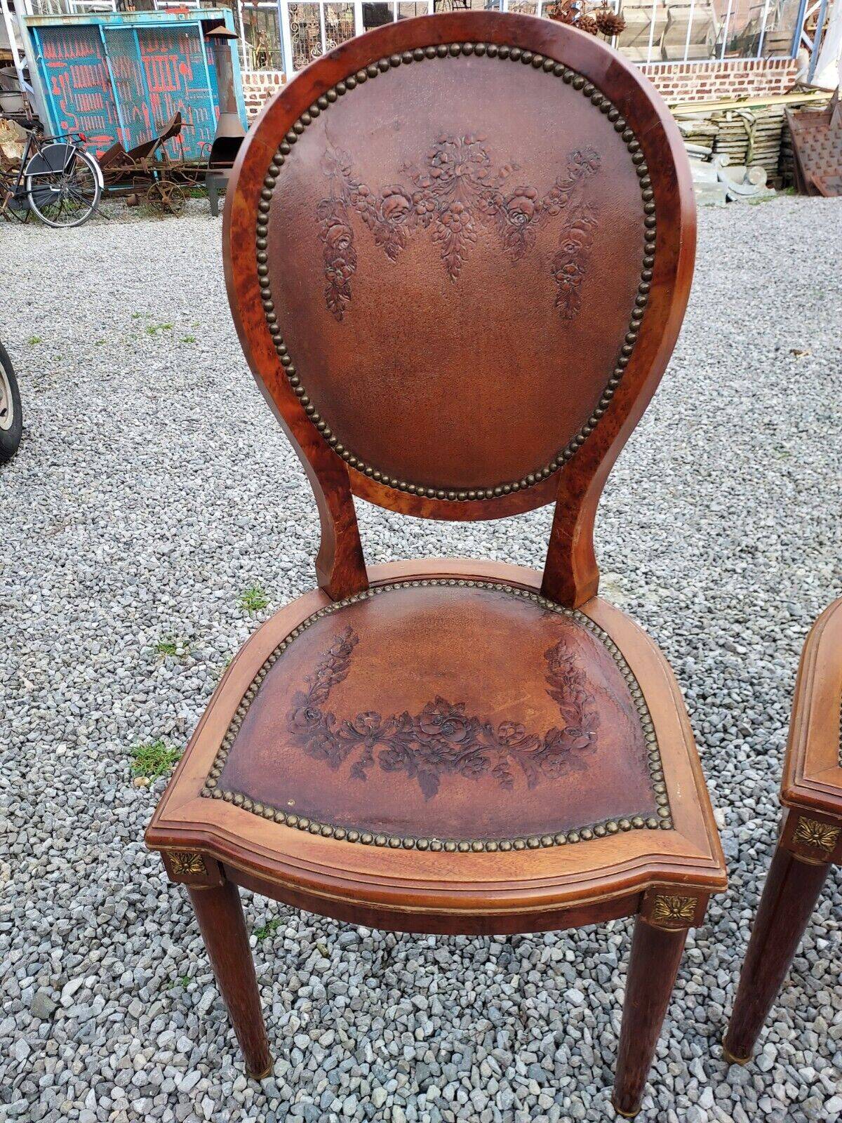 Chaises style Louis XVI en acajou x 6