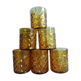 Set of 6 old Pernod amber glasses