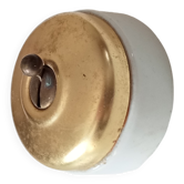 Antique switch in gilded brass and porcelain from the 40s/50s