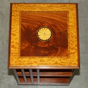 Sheraton Revival rotating library table in walnut and satin wood.