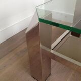 Chrome octagonal designer coffee table with glass and mirror tops