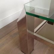 Chrome octagonal designer coffee table with glass and mirror tops
