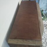 Art Deco oak and leather chest of drawers