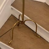 Brass tripod floor lamp with golden pompom lampshade 1960