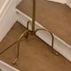 Brass tripod floor lamp with golden pompom lampshade 1960
