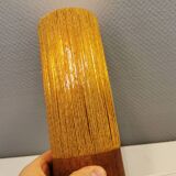 Beautiful cylindrical table lamp in wood and sisal, estimated 1960s-1970s