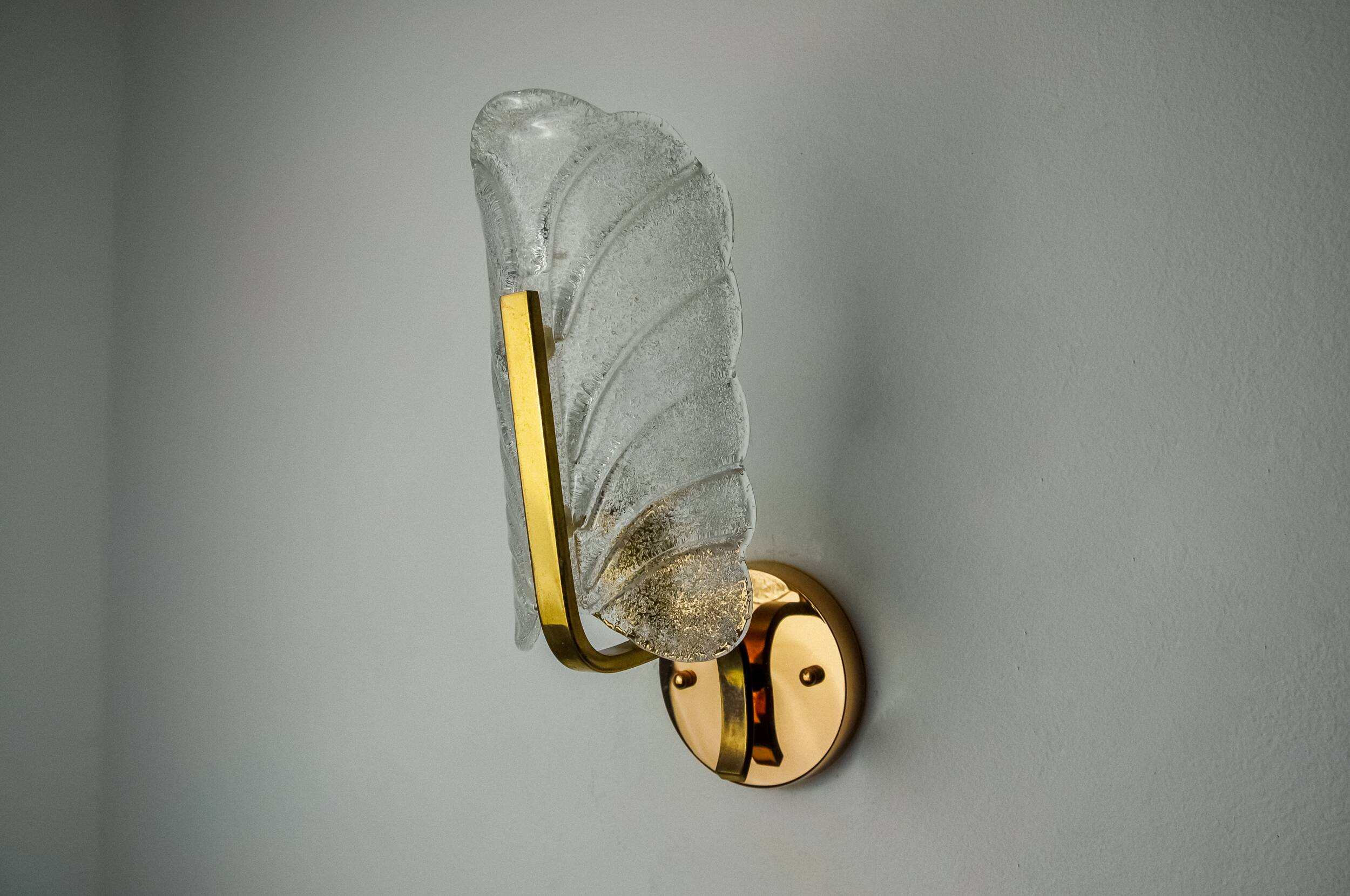 "Leaf" sconces by Carl Fagerlund, Murano glass, Germany, 1970