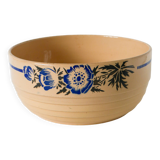 Badonviller beige salad bowl with blue flowers, 1950