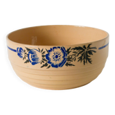 Saladier Badonviller beige à fleurs bleues, 1950