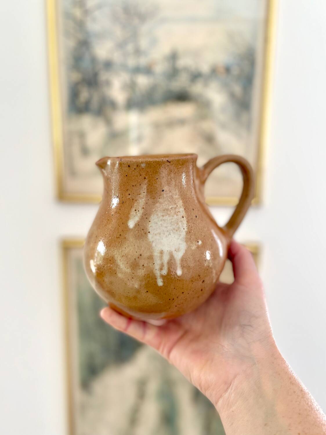 Vintage pink stoneware pitcher