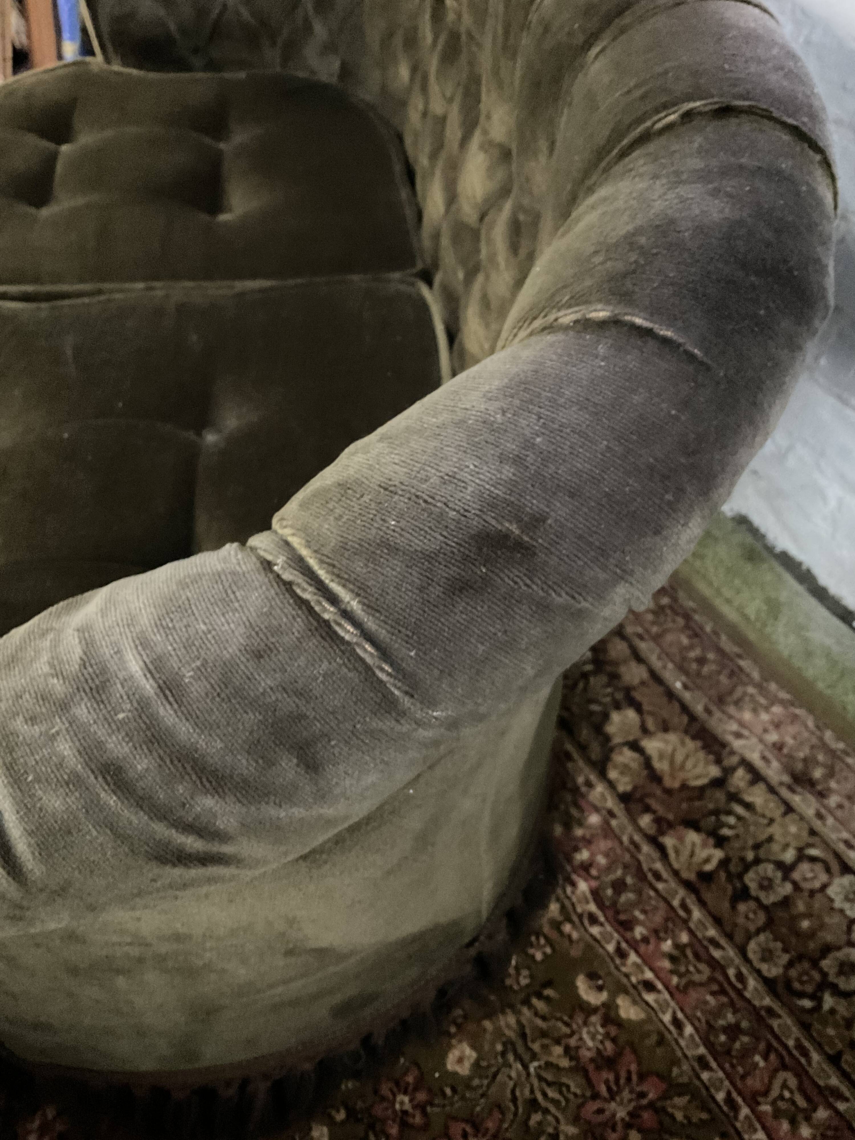 Vintage toad sofa from the 50s-60s in green velvet