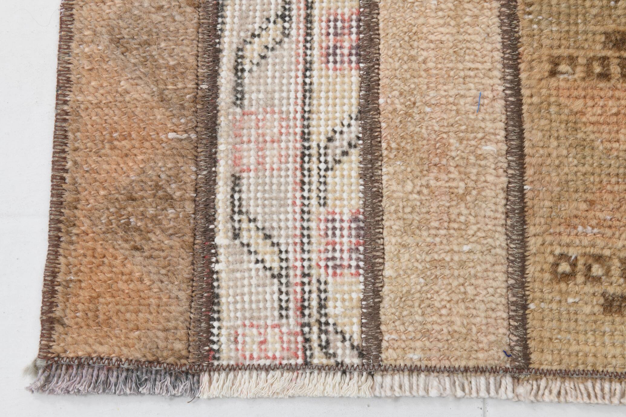 2x9 Soft Pastel Brown & Beige Turkish Runner Rug, 61x266Cm SK 21389