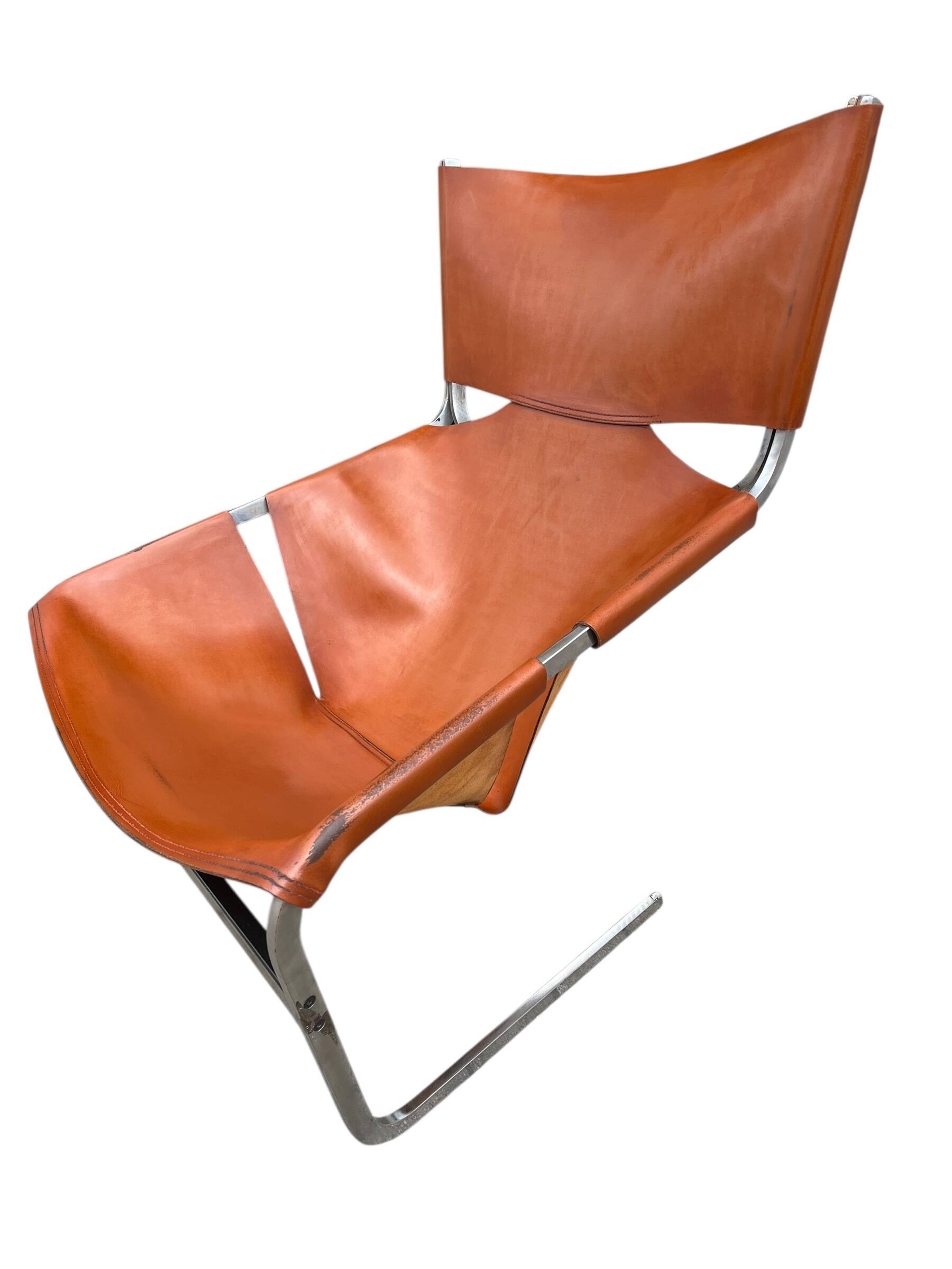 F444 lounge chair in cognac leather by Pierre Paulin for Artifort