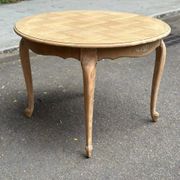Table de repas ronde, ovale extensible en chêne poncé
