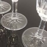 4 chiseled crystal flutes with vintage foot