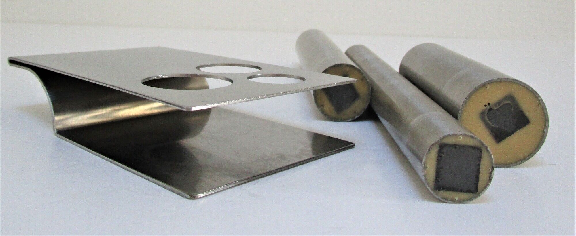 Sculptural vase stainless steel tubes design 70s space age letang remy