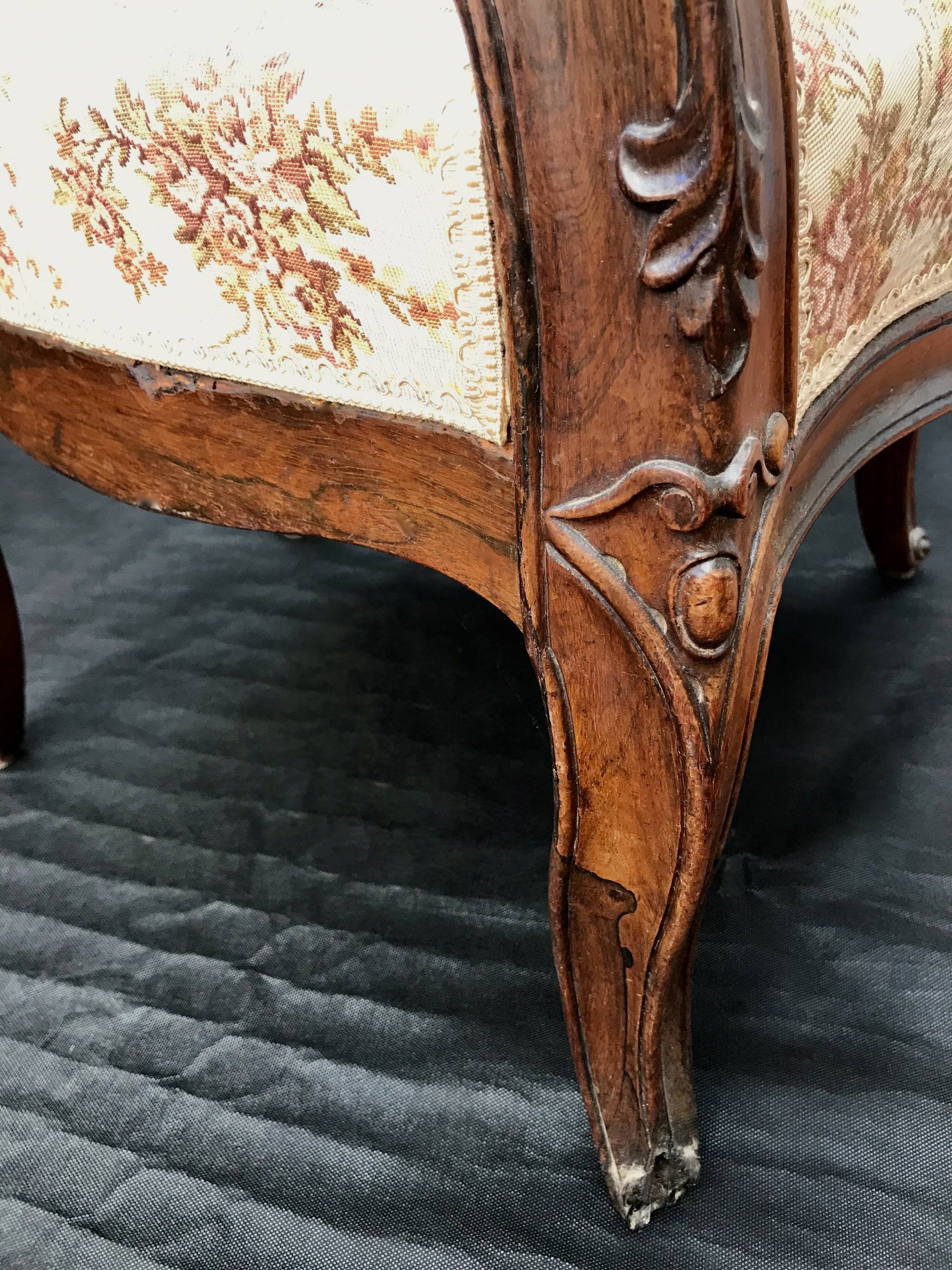 Shepherdess armchair in rosewood fleuron shell Napoleon III