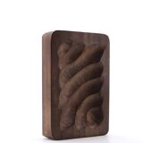 Signed wooden pocket emptier carved with a gouge, 1970s