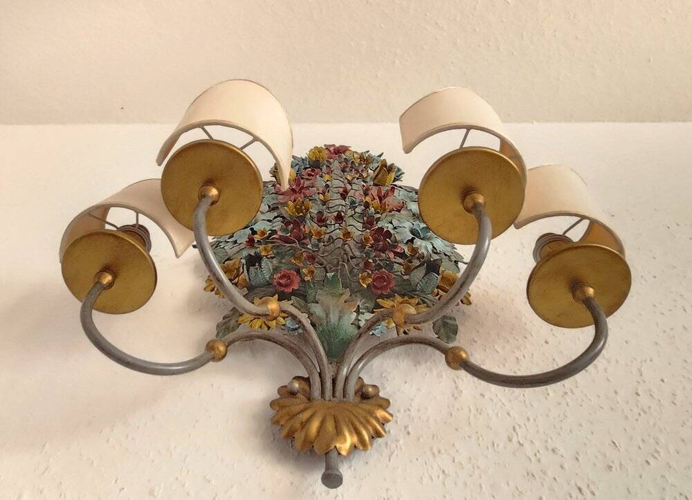 XL Large 2 Light polychrome vintage Ciani Firenze wall lamp, Italy 1970s