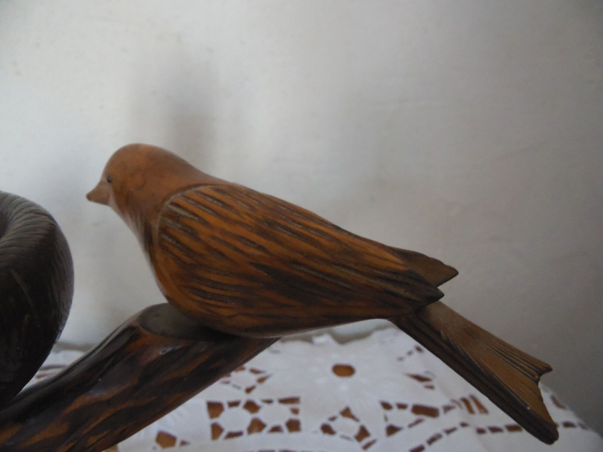 Candle holders birds carved wood