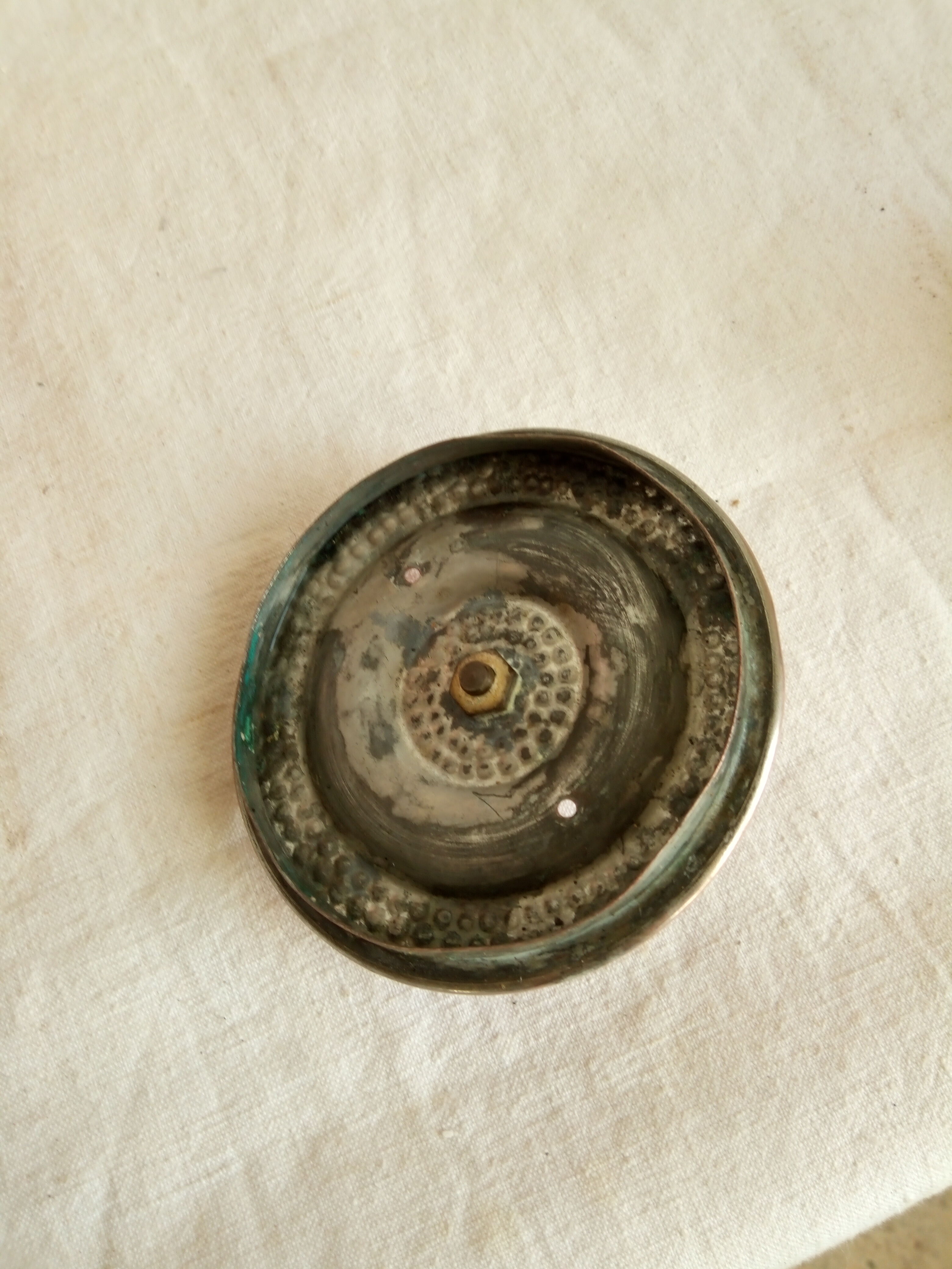 Ancient copper and brass travel teapot 20th