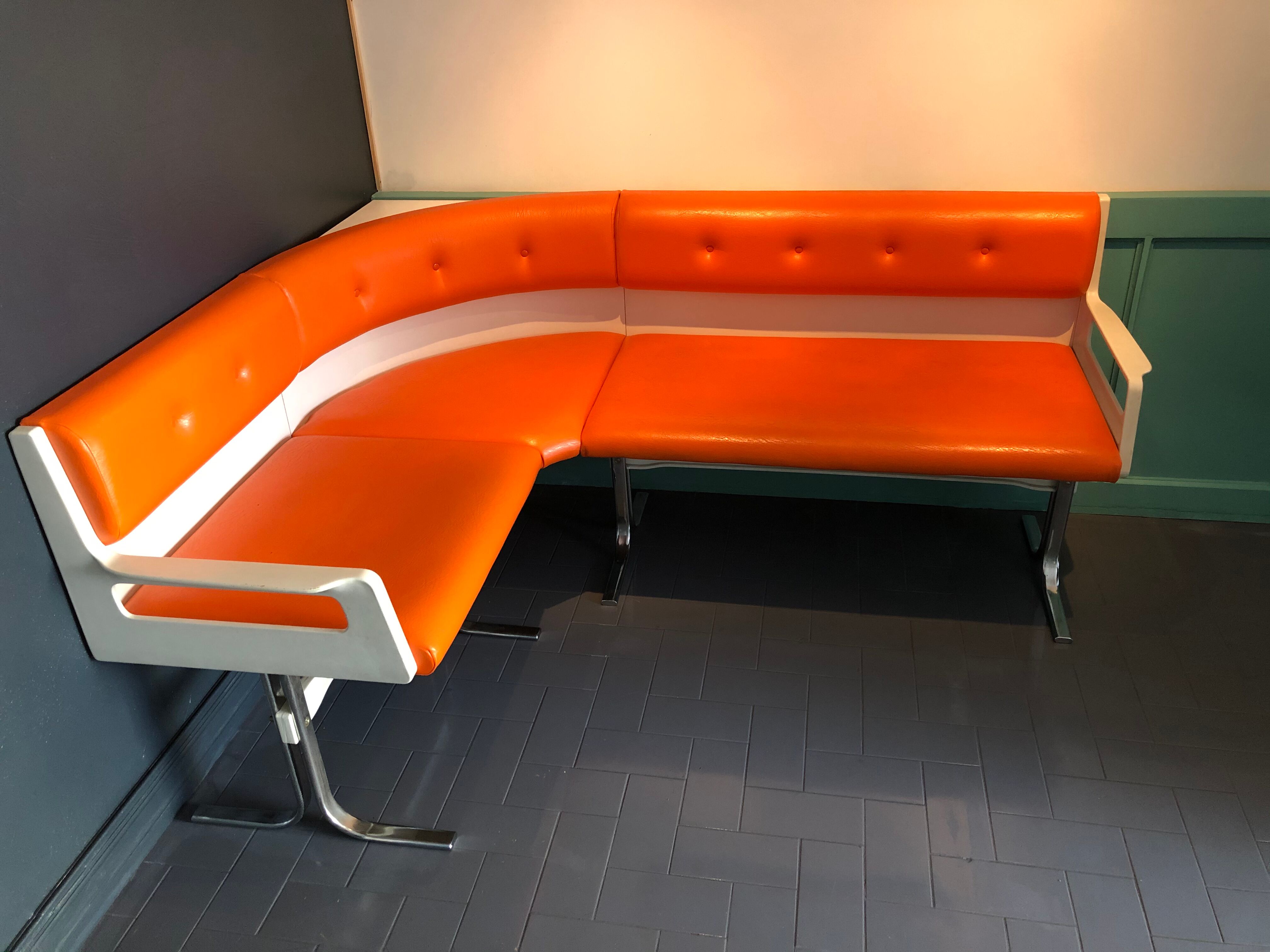 Vintage dining area bench and matching table