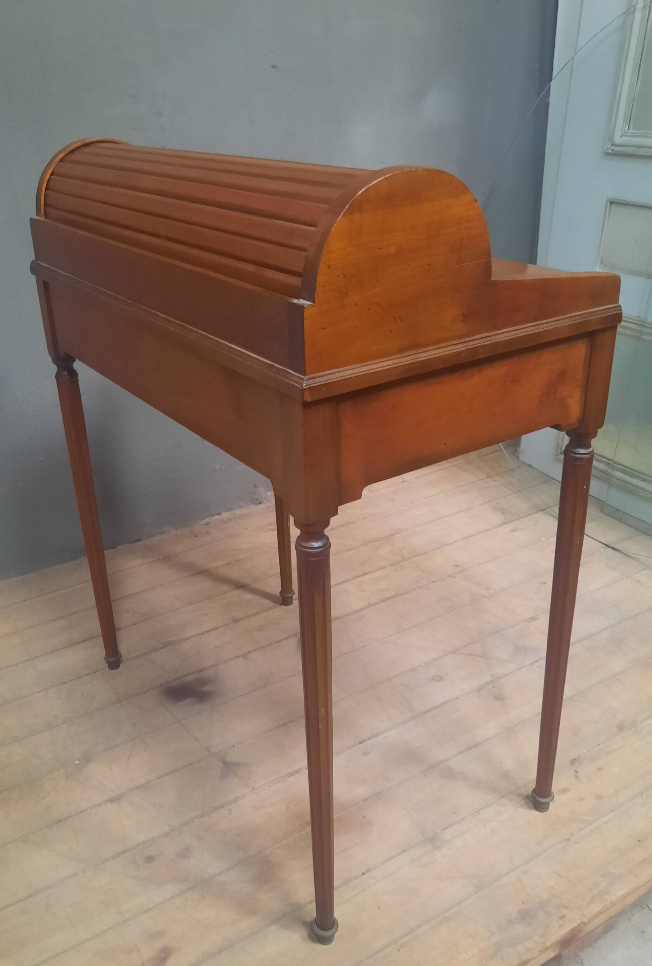 Louis XVI style cylinder desk in cherry wood