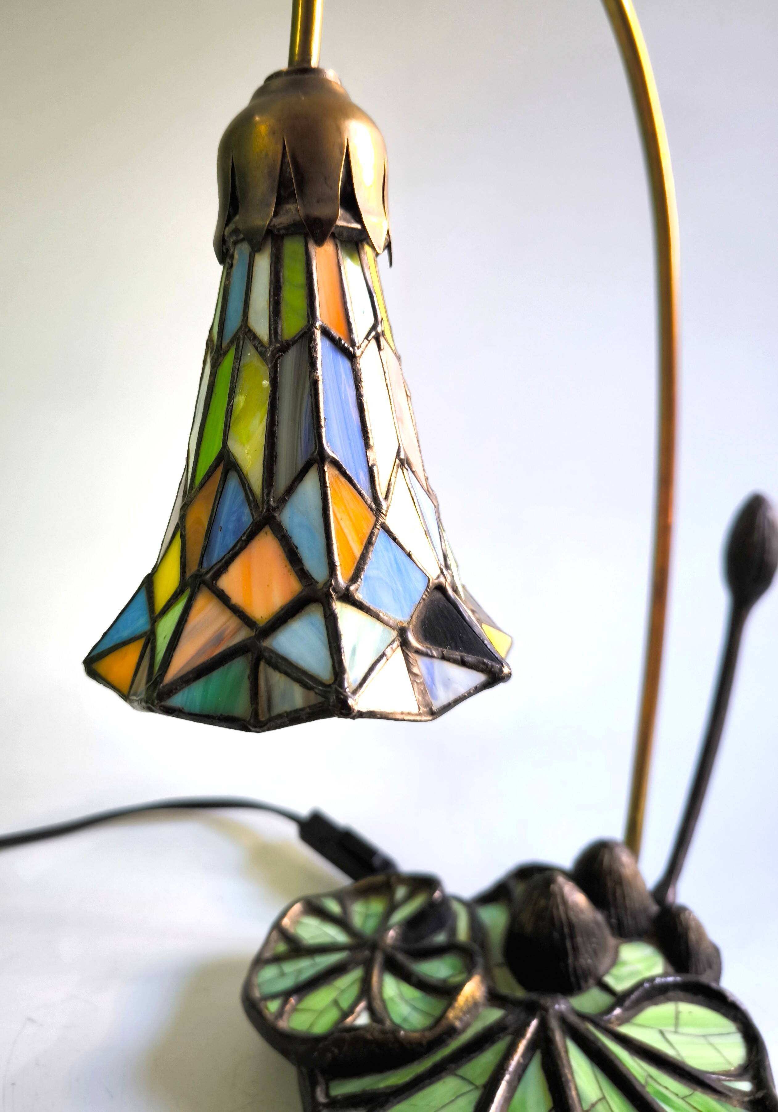 Art Nouveau Table Lamp Tiffany Style "Lotus Flower"