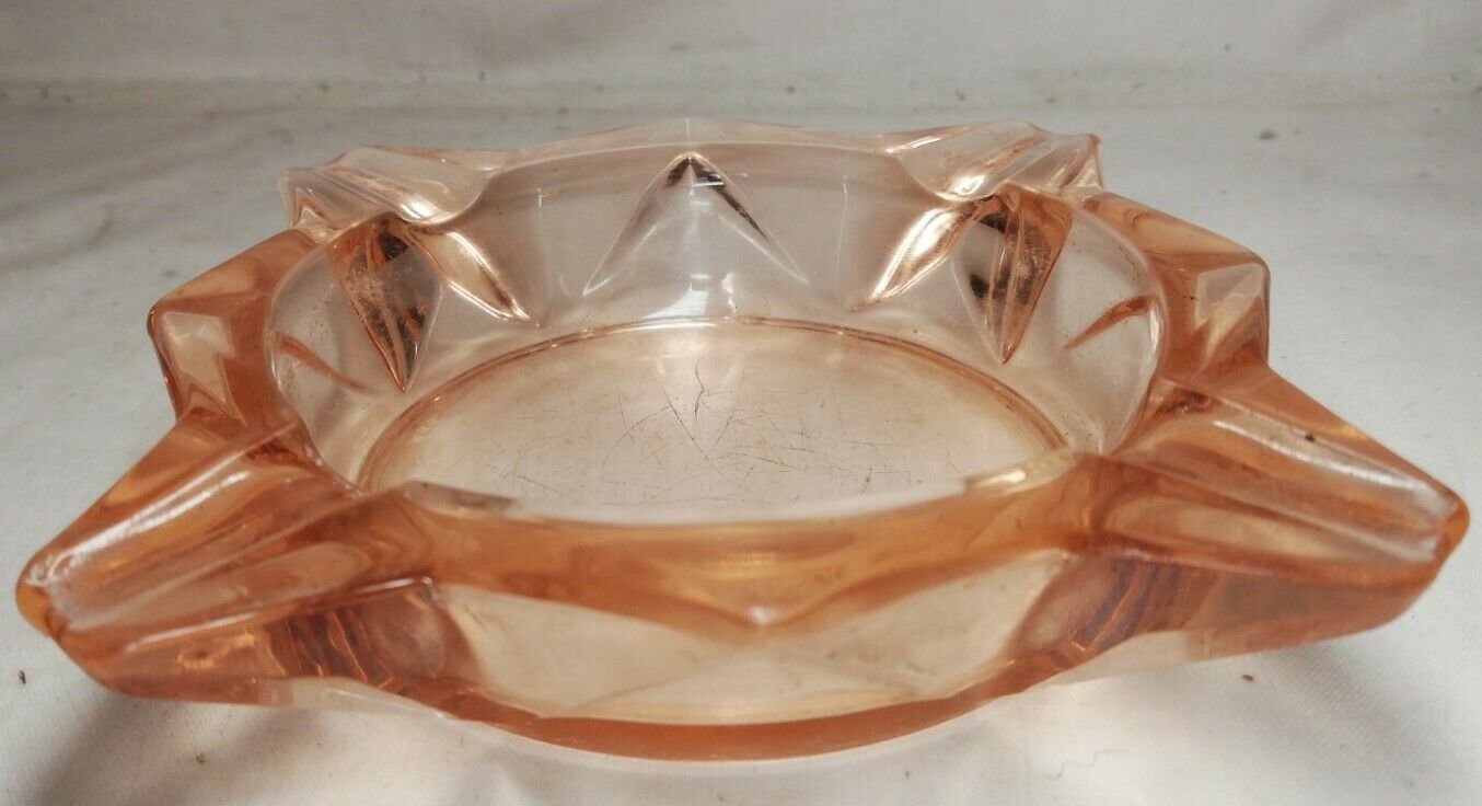 Pink glass ashtray