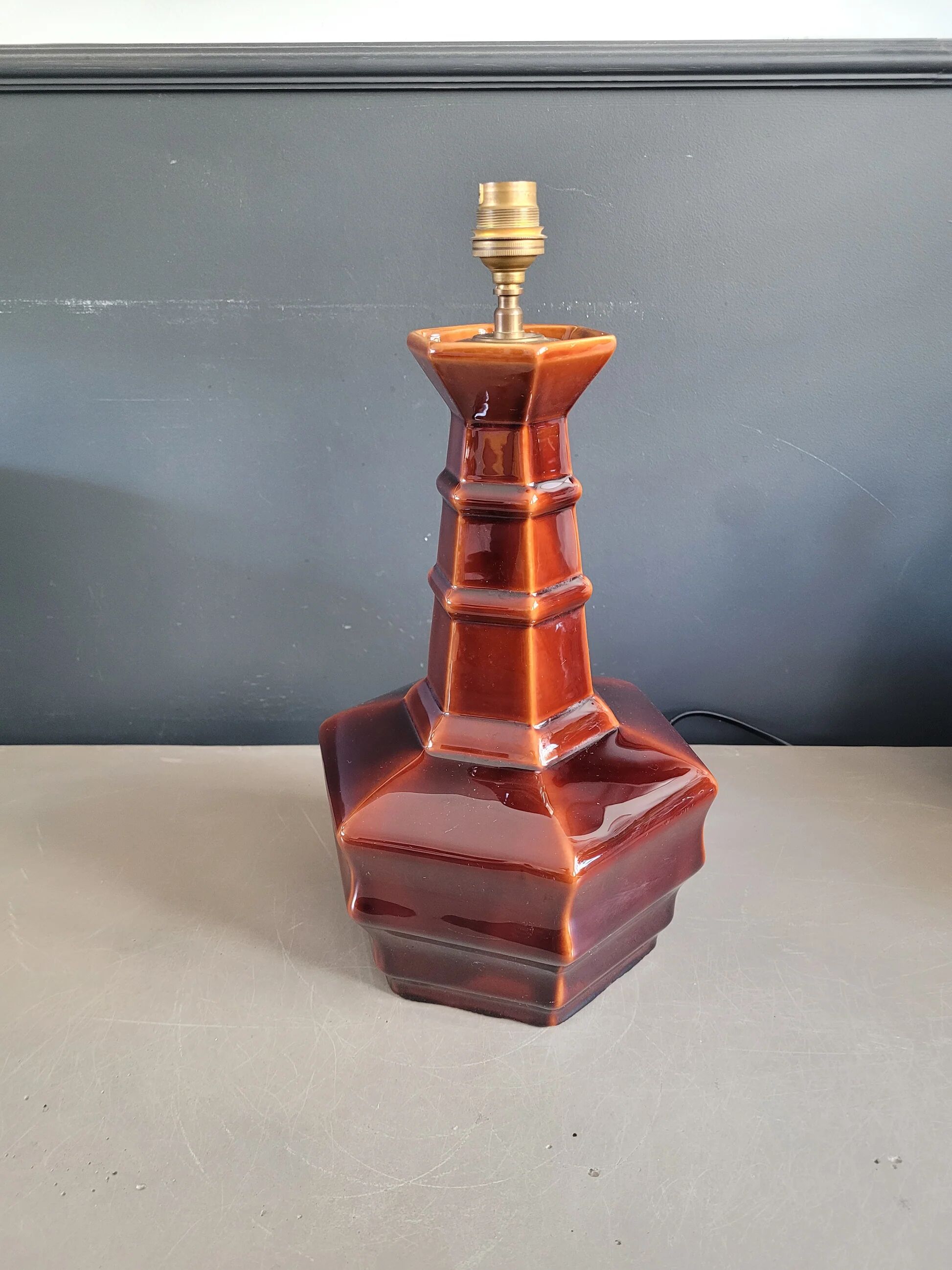 Vintage brown ceramic lamp base