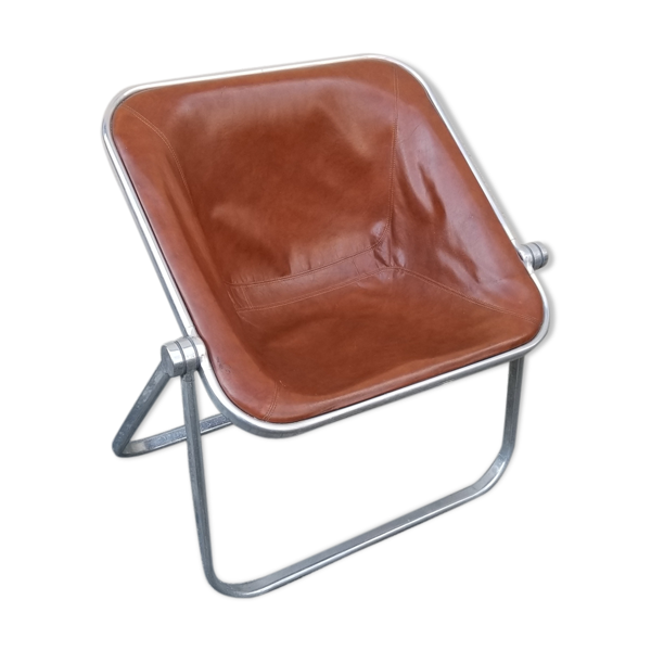 Plona Brown Leather Folding Chair By, Leather Folding Chairs