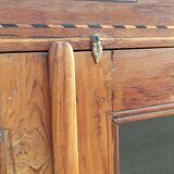 Teak glass cabinet two doors and a drawer