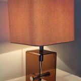 Mid-century smokey brown acrylic glass and chrome table lamp, 1970s