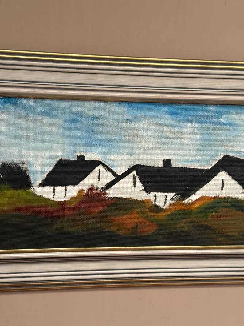 Original Swedish Oil on Panel – “Landscape with Farm” by Louis Zelig – Signed – Vintage & Framed – 78 × 39 cm (30.7" × 15.4")