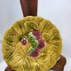 Sarreguemines dessert plates in barbotine with fruit decoration French Vintage