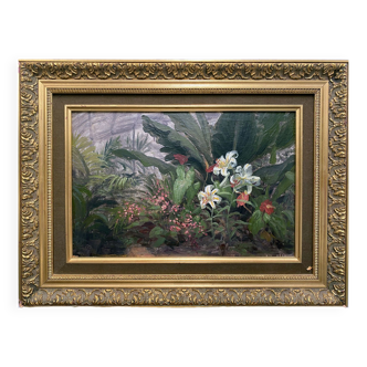 HSP painting "Garden corner" by Ludovic Regnier (1851-1930) student of Pils + frame