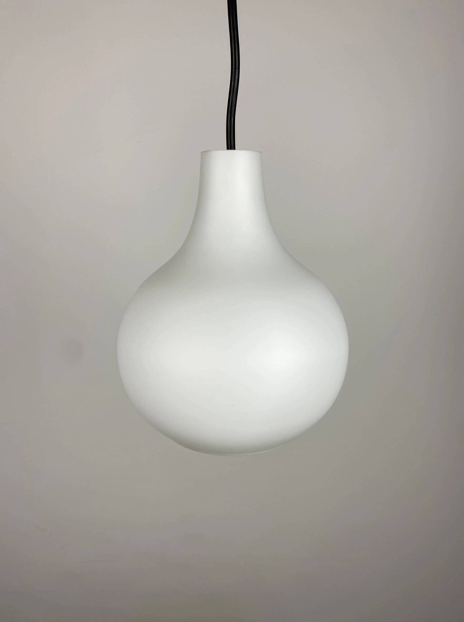 White glass drop-shaped pendant by Peill and Putzler 1960
