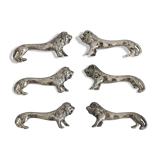 6 vintage lion silver metal knife rests