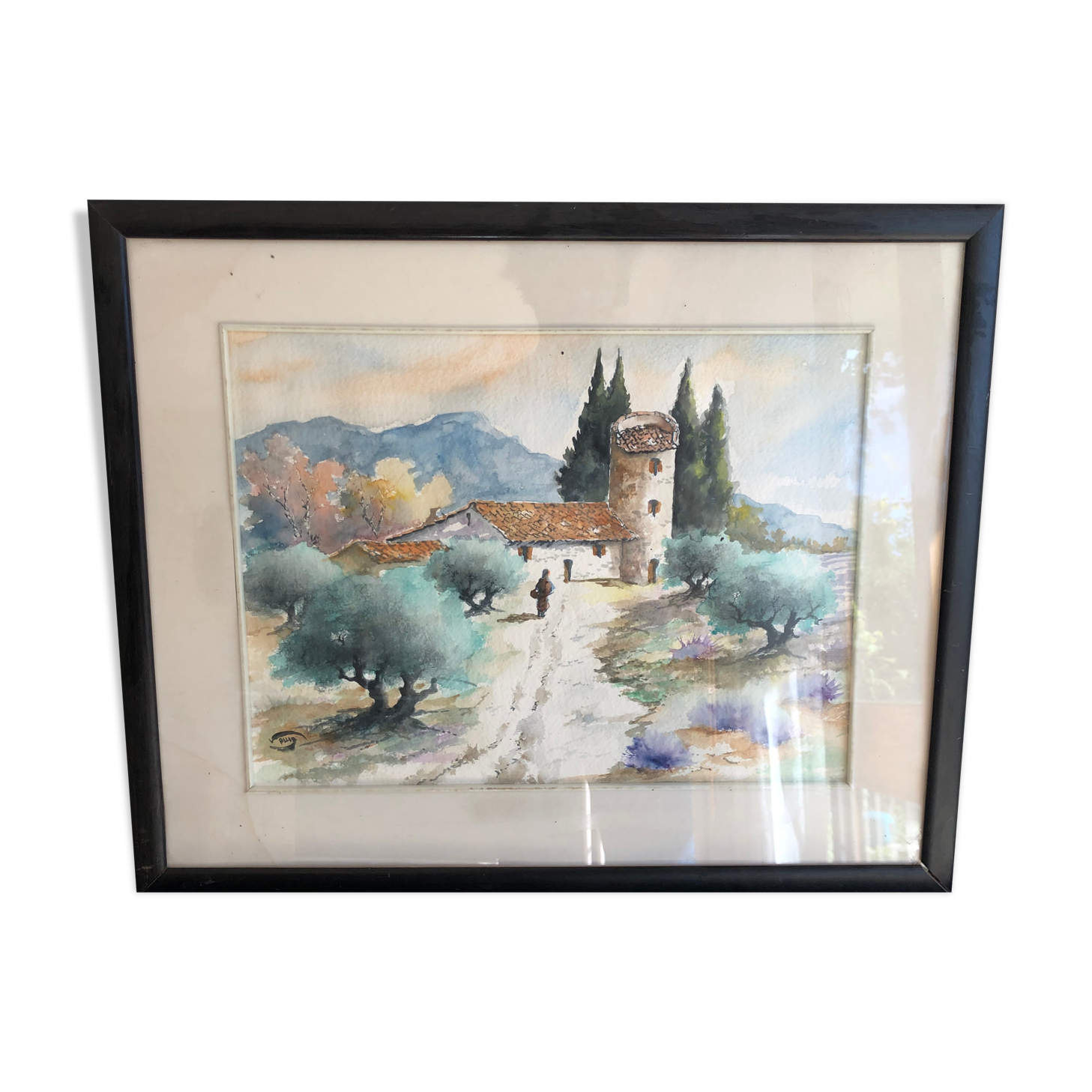 Aquarelle paysage de provence
