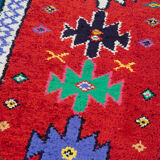 Tapis rouge turc rustique noué à la main 88 cm x 371 cm