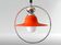 Mid century modern glossy orange pull down hanging lamp 1960s