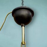 Brass suspension, black metal and striped glass attributed to Massive, 1950s.