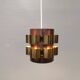 Danish cylindrical hanging lamp in brown and gold 1980s