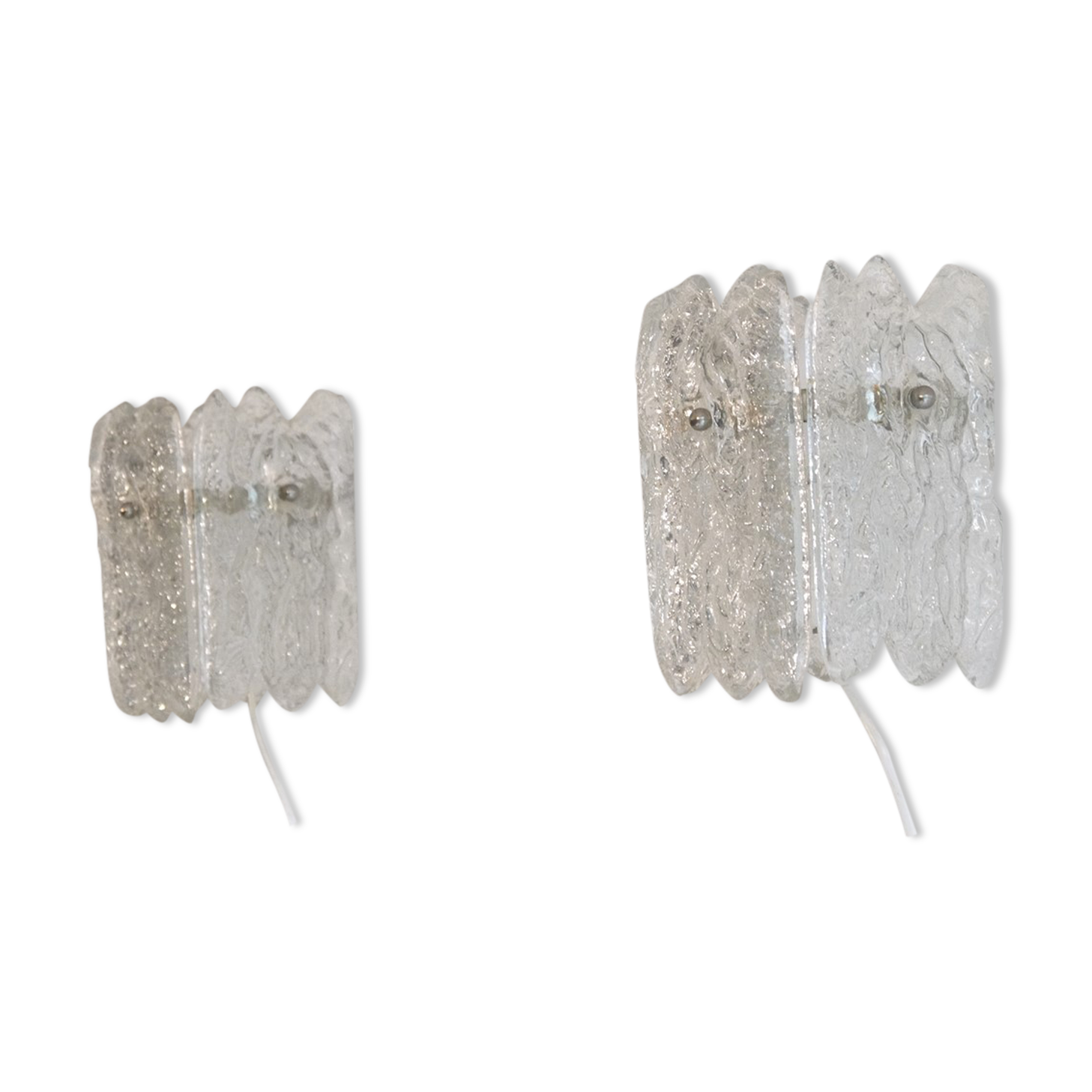 Pair of Scandinavian wall lamps in glass from Orrefors 1960