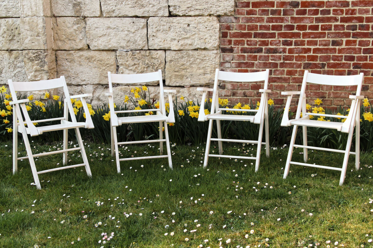 Salon de jardin en bois, 4 fauteuils