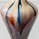 Belgian Art Deco Ceramic Table Lamps, Pair, Flambé Drip Glaze, New Silk Shades