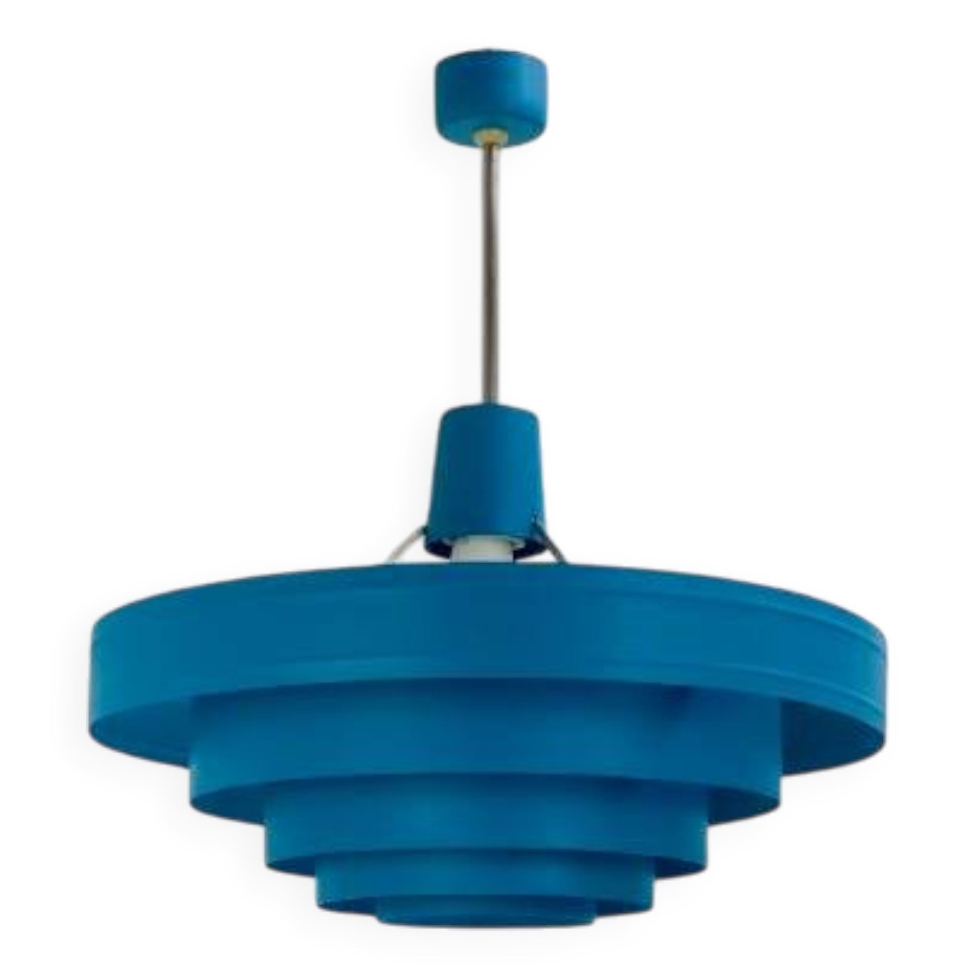 Vintage 1960s Metal Pendant Light - Blue Design